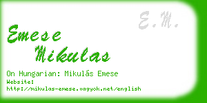 emese mikulas business card